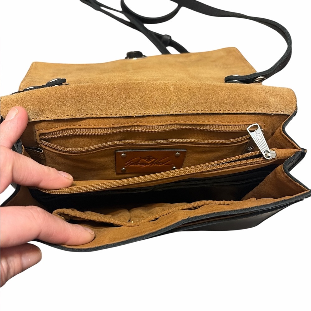 Patricia Nash Lanza Crossbody Organizer Black Leather Heritage Bag - Picture 4 of 11